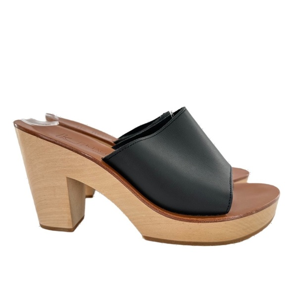 KJ Jacques womens platform sandals size 38 black leather wooden - Picture 13 of 13